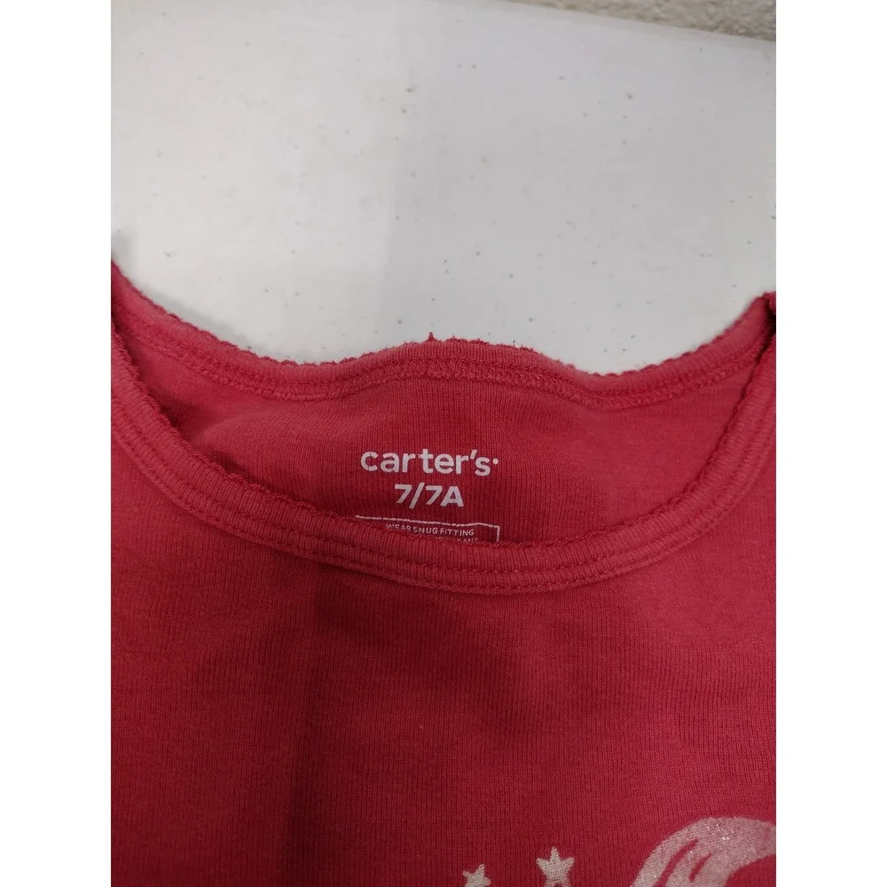 Carters Girls Pajama Set Bundle 3-Pack Size 7 Llama Butterfly Love My Family Red